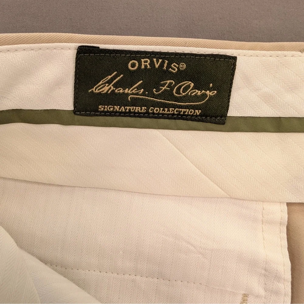 Orvis Signature Khaki Pants 35x30 Flat Front Cotton Classic Fit